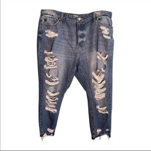 KanCan rainbow distressed ripped skinny jeans 16W